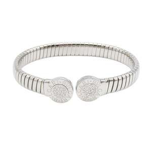 Bvlgari Tubogas Diamond Bracelet, Stainless Steel, Women's, Silver, Clear